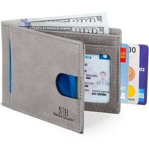 Men's Slate Gray Genuine Premium Vegan Leather Front 2 Pocket Wallets Stylish